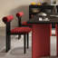 Ensemble de table de salle à manger rectangulaire moderne rouge et noir-112775378-112775380