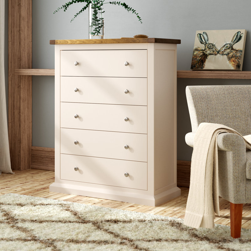 Galen 90cm W 5 - Drawer Chest of Drawers, Off White