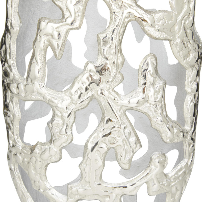 Silver Hollow Design Decorative Metal Table Vase