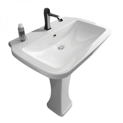 Lavabo de salle de bain piédestal avec trop-plein 27,6 po Nova
