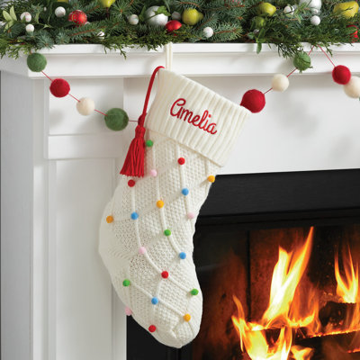 Knit Pom Pom Stocking