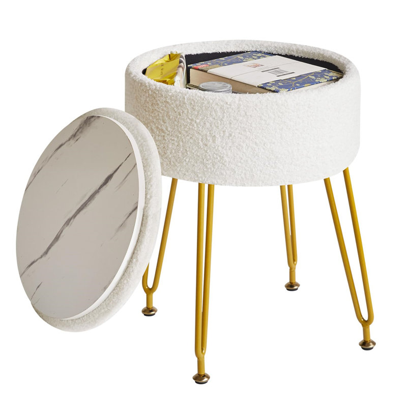 Ahilan Metal Accent Stool, White