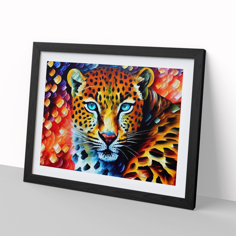 Leopard Vol.1 - Single Picture Frame Print, Black, 46cm H x 64cm W x 2cm D