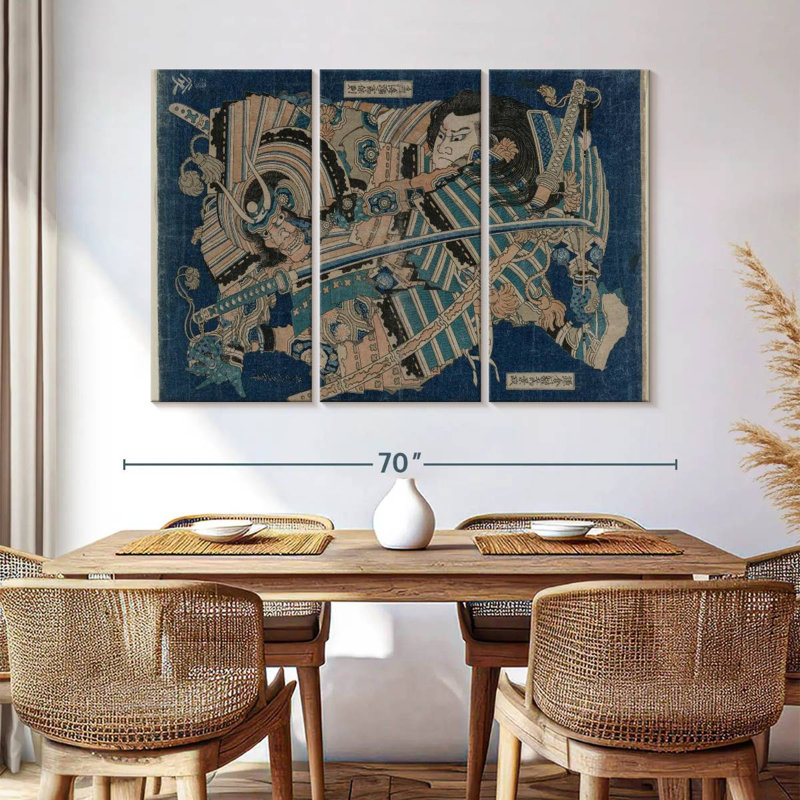 " Hokusai Kamakura " 3 - Pieces, 42" H x 65" W x 1.25" D