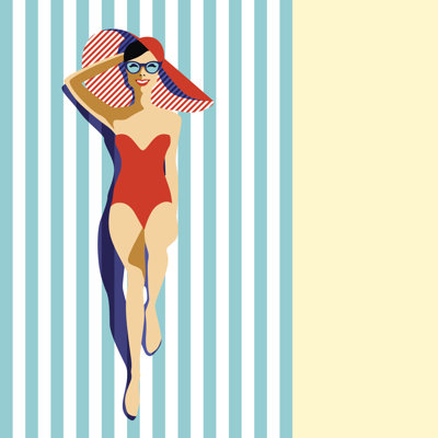 Pop Art Woman Tanning by Ralwel - Wrapped Canvas Print