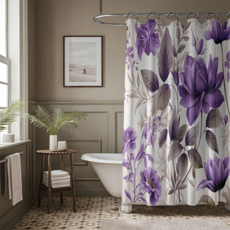 Rideau de douche standard 1 pièce Mauve Blooms, H 74 po x l 71 po