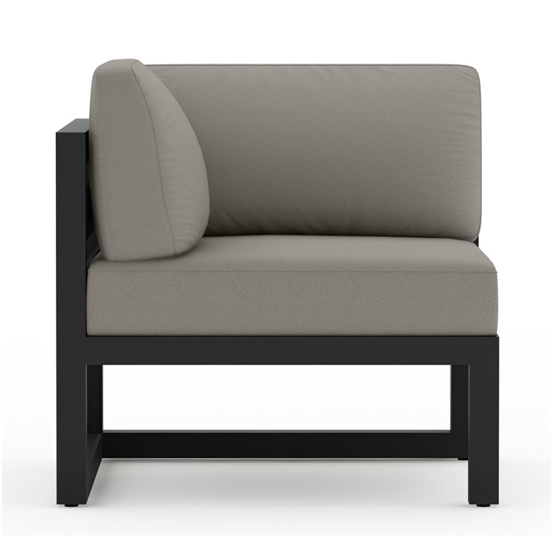 Fauteuil d'angle d'extérieur Smith avec coussins Sunbrella, Toile gris anthracite Sunbrella®, Noir