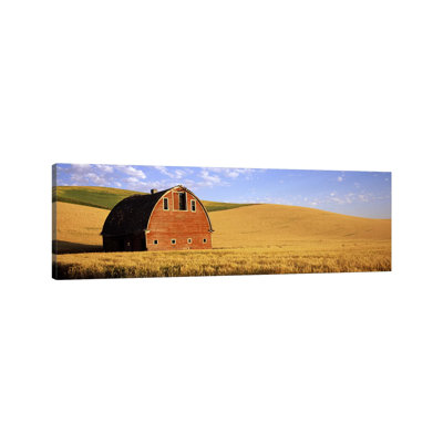 Old Barn In A Wheat Field, PAlouse, Whitman County, Washington State, USA #3 - Wrapped Canvas Panoramic Print