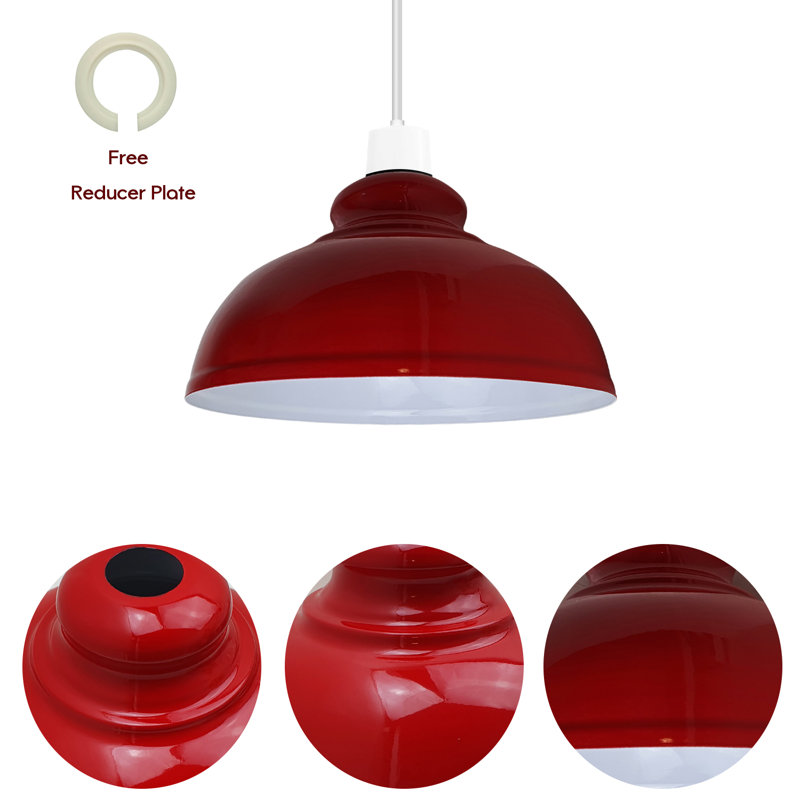 17cm H Metal Curvy Lamp Shade ( Uno ), Rustic Red