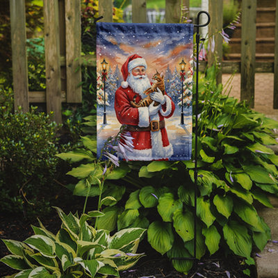 Chat du Bengale avec le drapeau du jardin du père Noël