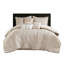 Édredon grand beige 7 pièces avec motif diagonal, rembourrage toutes saisons, jupe de lit de luxe de 15 po de hauteur