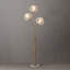 Lampe sur pied 3 lumières Bloom - laiton patiné, base en marbre blanc