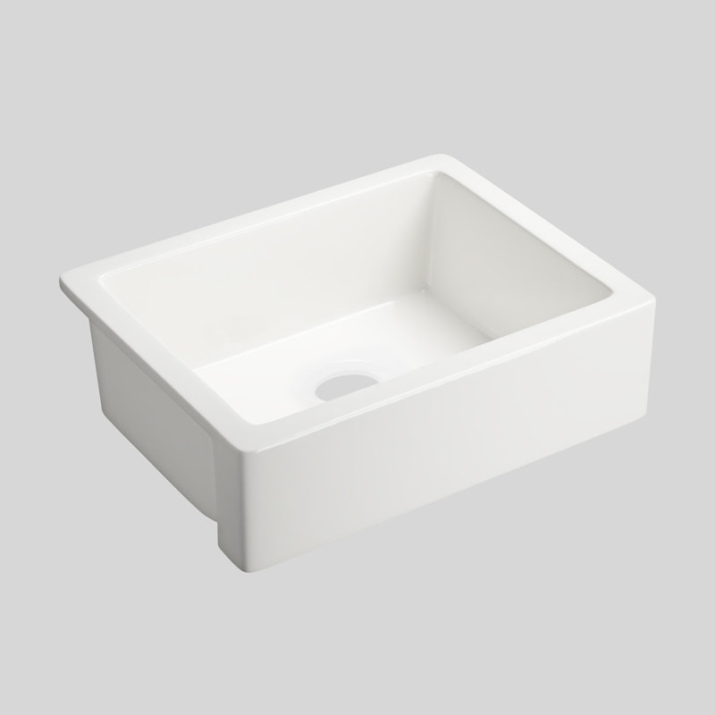 Single Bowl Fireclay Kitchen Sink, 8" H x 24" L x 19" W