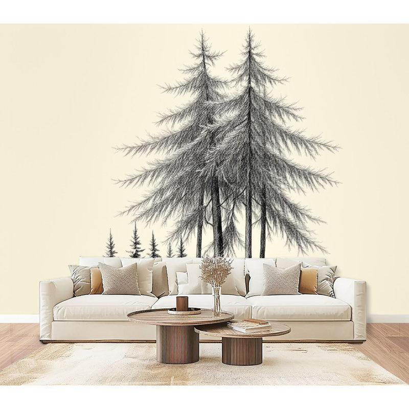 Papier peint auto-adhésif Snowy Winter Pine Trees Forest