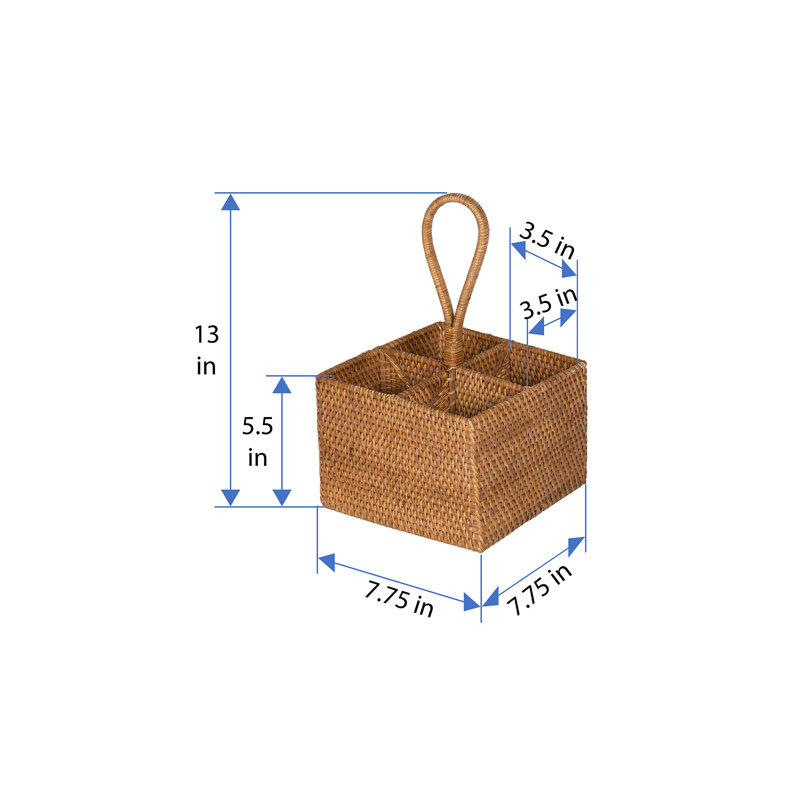 Panier en rotin et argenterie, Brun