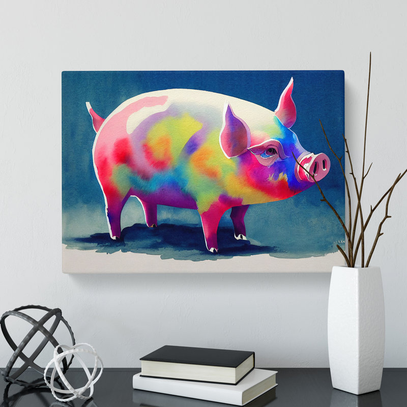 Watercolour Pig Vol.1 Abstract - Wrapped Canvas, 35cm H x 50cm W x 3cm D