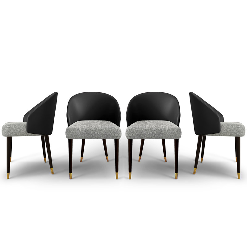 Chaise d'appoint rembourrée en similicuir Modern, Noir/gris