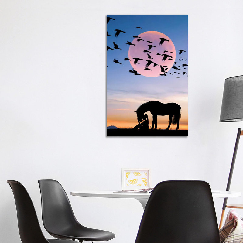 Horse And Woman by Abdullah Evindar - Wrapped Canvas Print, 101.6 cm H x 66.04 cm W x 3.175 cm D