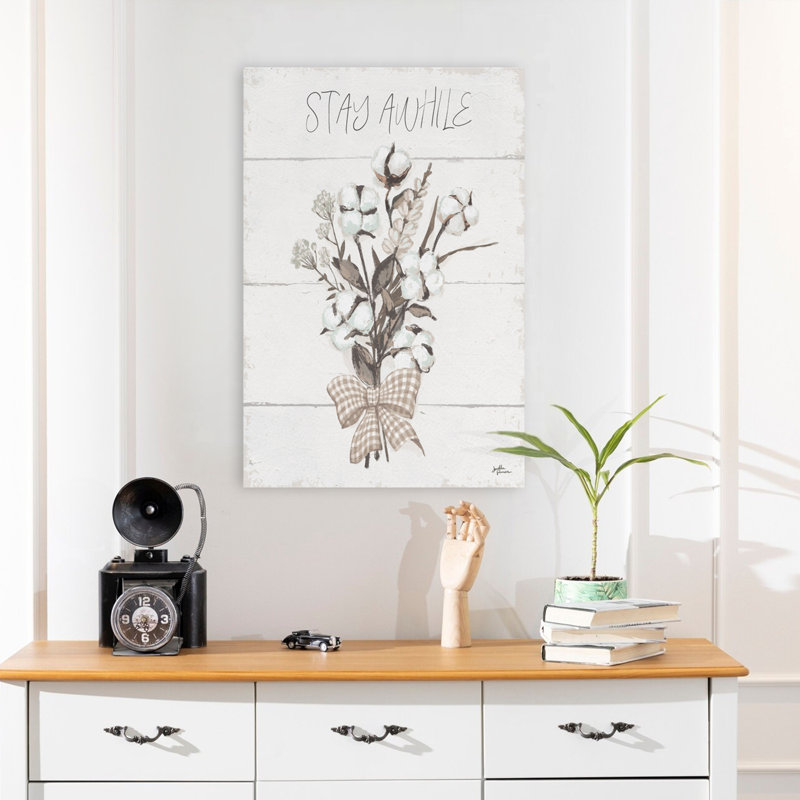 «Blessed III Neutral - Bouquets Bows», art floral de coton, H 24 po x l 16 po