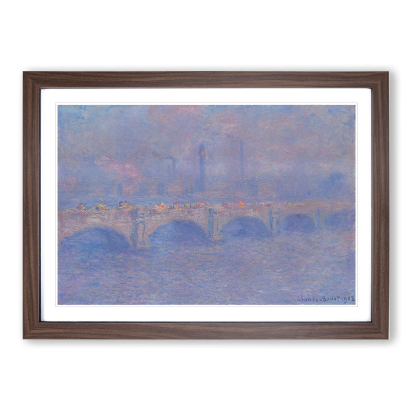 Waterloo Bridge in London Vol.1 by Claude Monet - Picture Frame Painting, 27cm H x 36cm W x 2cm D, Walnut