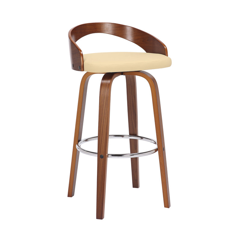 Chaise pivotante en similicuir, Tabouret de bar (siège d'une hauteur de 30 po), Crème/brun