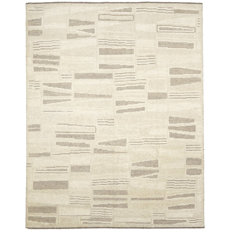 Beige Abstract Handmade 8x10 Oriental Modern Rug