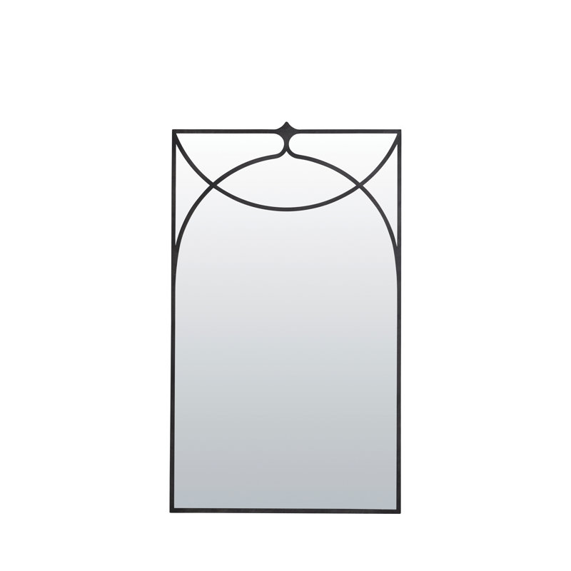 Swan Rectangle Metal Wall Mirror, Antique Pewter