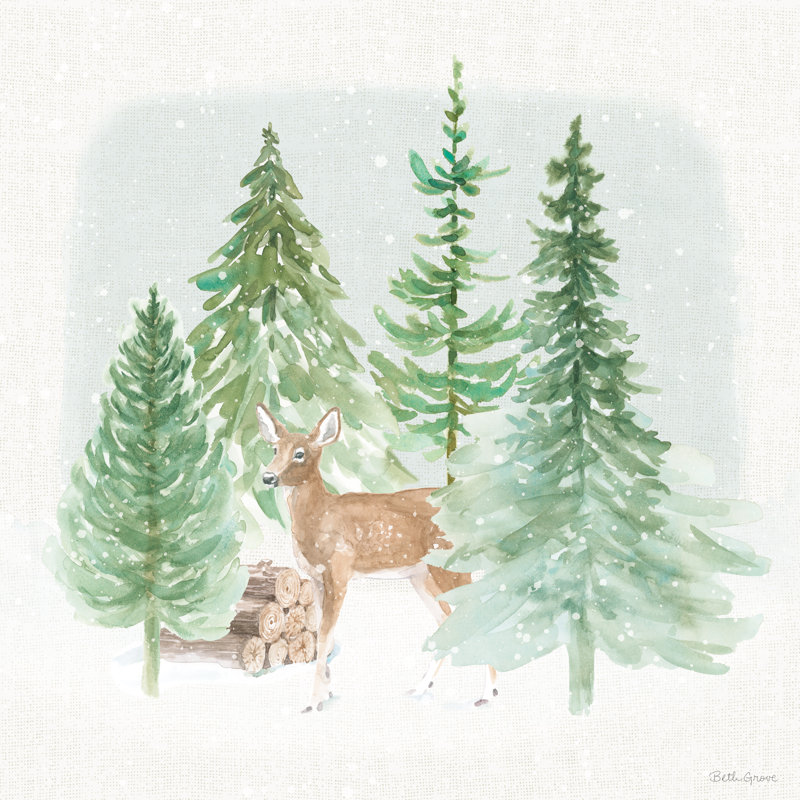 «Wooded Winter III» par Beth Grove, Non, H 20 po x l 20 po, Imprimé à cadre argenté