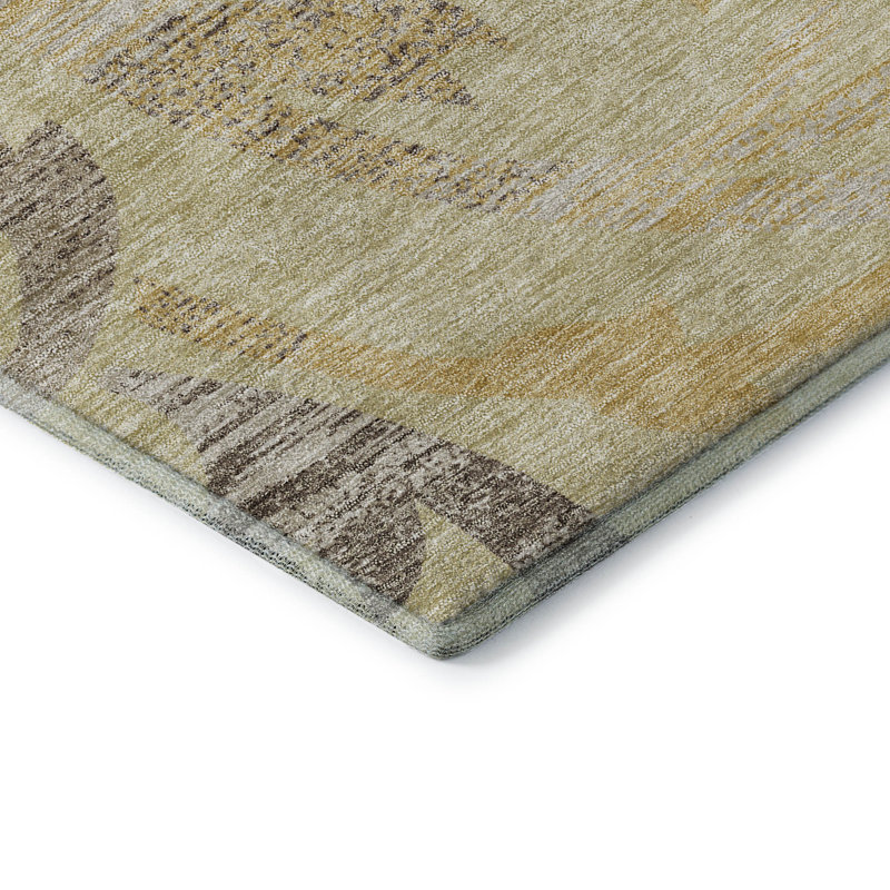 Tapis doré Prisco lavable à la machine de qualité supérieure, Rectangle 9 pi x 12 pi