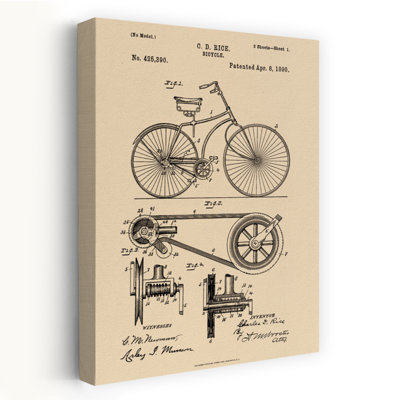 Bicyclette, brevet rétro 1890, art mural rétro