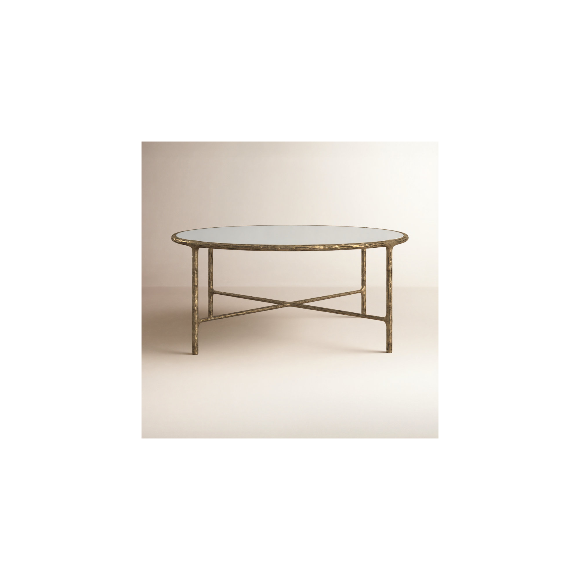 Evelynn Single Coffee Table, White Marble, Marble, Brass