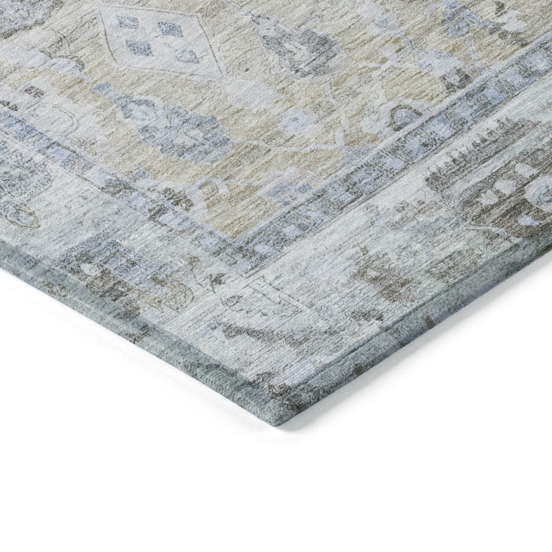 Beige Synthetic Machine Washable Non-Slip Area Rug 2'3" x 7'6"