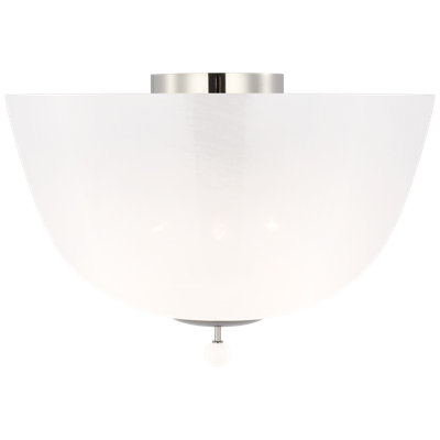 Brisa 16" Semi-Flush Mount  in Polished Nickel with White Strie Glass