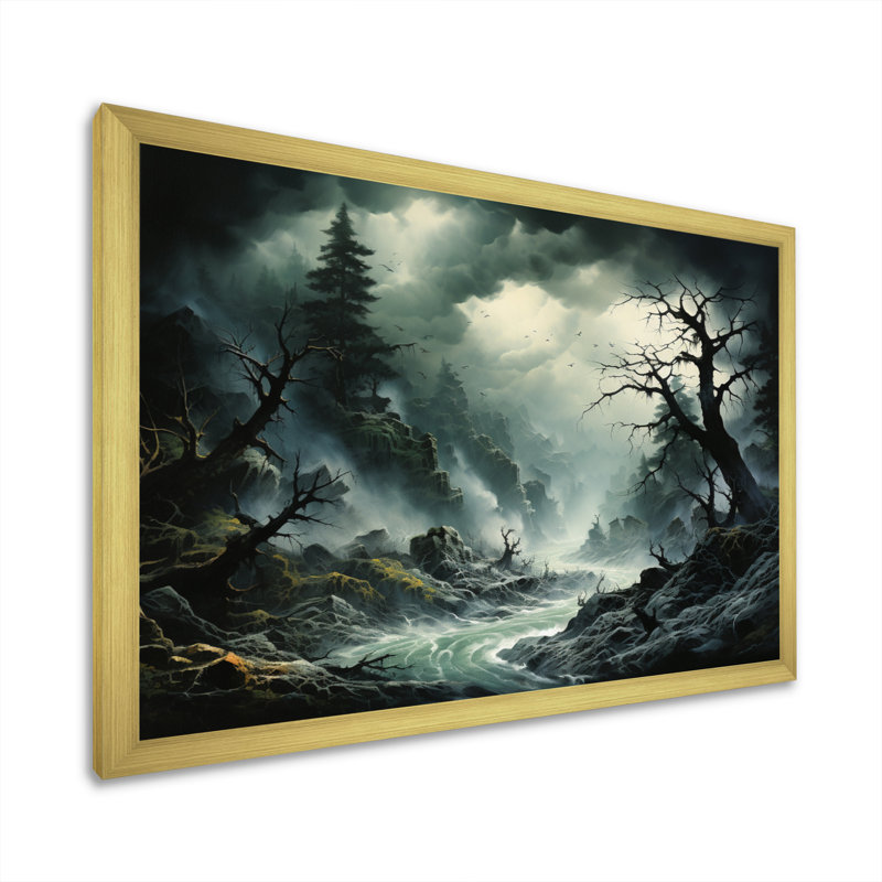 Tempête de rafales de chaos sur toile, H 30 po x l 40 po x P 1,5 po, Cadre doré à une seule photo