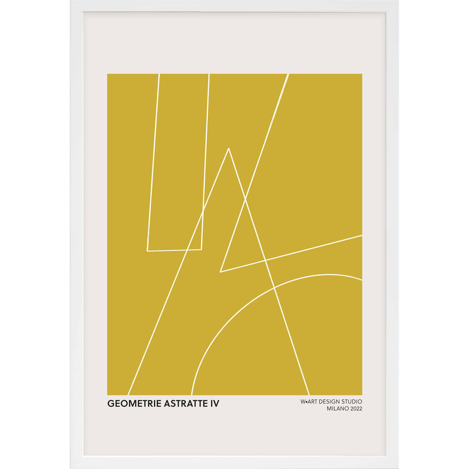 Geometric Abstraction In Yellow by Romina Gadler, White, 38" H x 26.5" W x 1.25" D