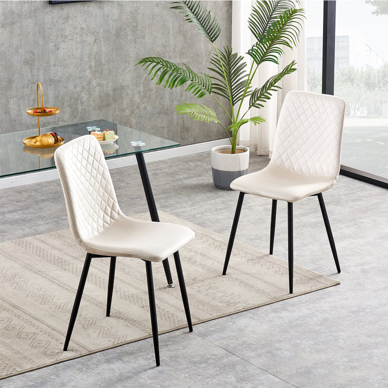 Upholstered Dining Chair, Cream, 2