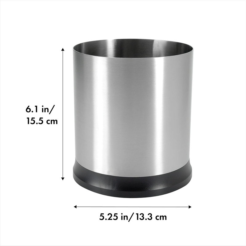 Stainless Steel Rotating Utensil Holder with Black Base