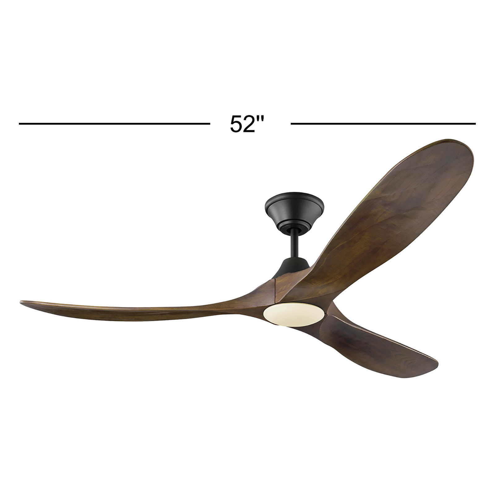 Ceiling Fan with LED Light Kit, Walnut with Matte Black, 52 inches
