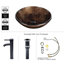 Lavabo de salle de bain vasque circulaire en verre foncé foncé martelé à la main avec robinet-130371089