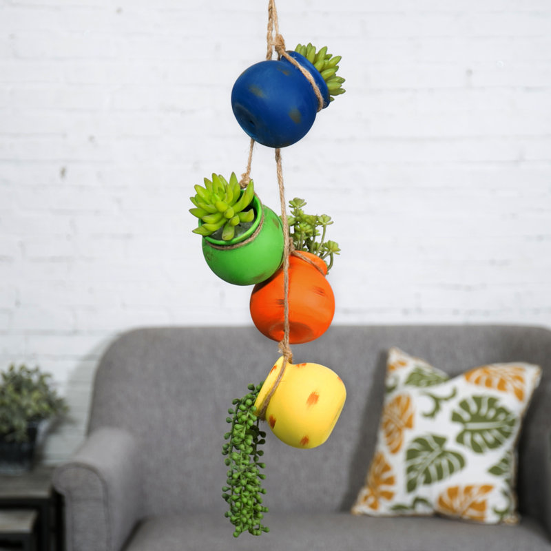 Ceramic Hanging Planter, Multi-Coloured