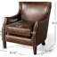 Chaise de salon en cuir fleur de qualité supérieure, brun, accoudoirs de luxe à assise confortable, revêtement