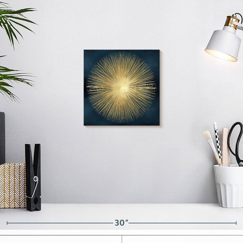 Sunburst Gold On Blue I, 10" H x 10" W
