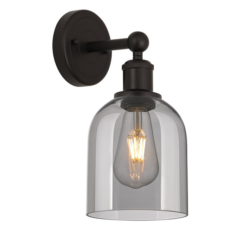 Applique murale 1 lumière 6 "Edison Allysson, Gris fumée clair, Bronze huilé