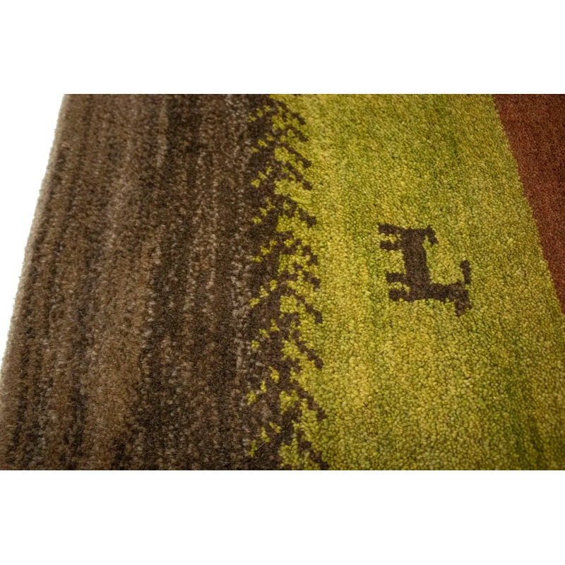 Tapis oriental multicolore tribal Indo-Gabbeh 3 pi 3 po x 4 pi 9 pi