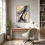 Tableau sur toile à motif craquelé organique beige et bleu foncé-544799929