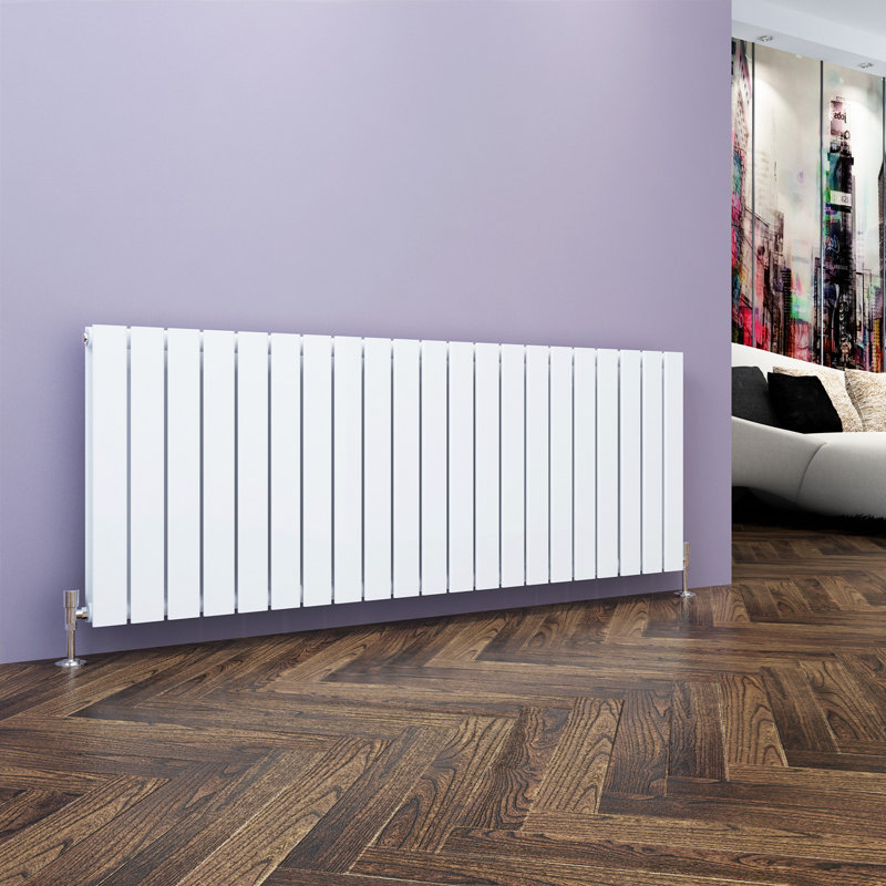 Tanya Horizontal Designer Radiator, White, 60cm H x 159.6cm W x 6.1cm D