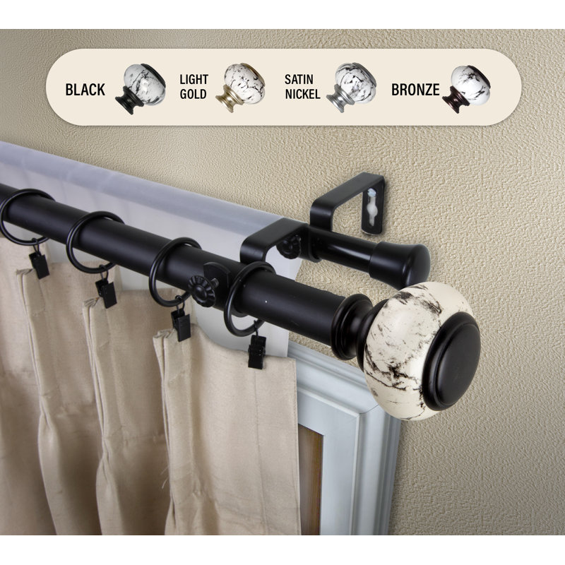 Tringle à rideaux double Nisswa, H 2,75 po x l 170 po x P 6,75 po, Noir