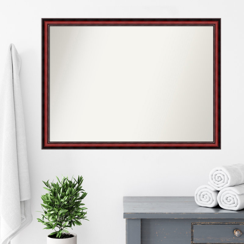 Miroir mural de salle de bain en cerisier 27 po x 21 po Rubino, H 30 po x l 41 po
