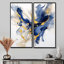 «Dark Blue and Gold Strokes», art mural encadré Fractals