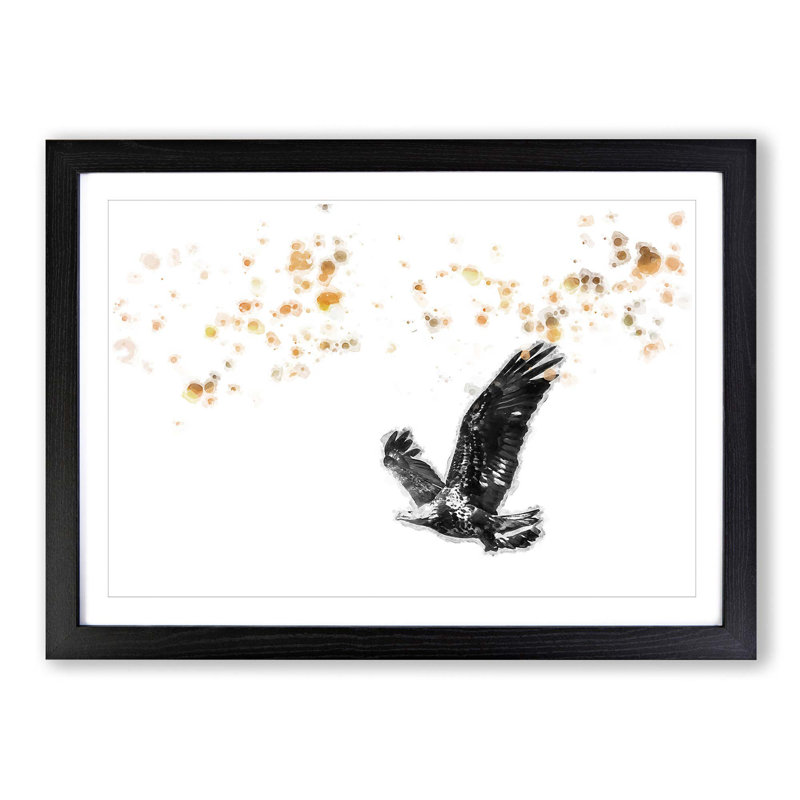 Bald Eagle in Flight in Abstract - Picture Frame Painting Print on MDF, Black Framed, 62cm H x 87cm W x 2cm D